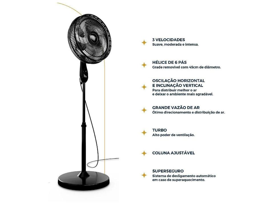 Ventilador de Coluna Britânia BVC41A 48cm 6 Pás 3 Velocidades Preto - 3
