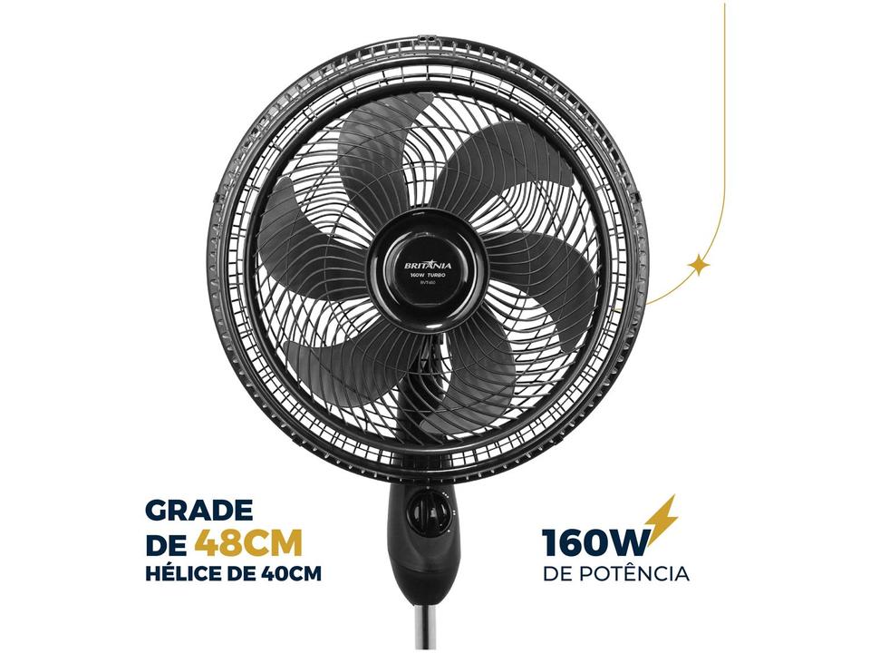 Ventilador de Coluna Britânia BVT450 40cm 6 Pás 3 Velocidades Preto - 4