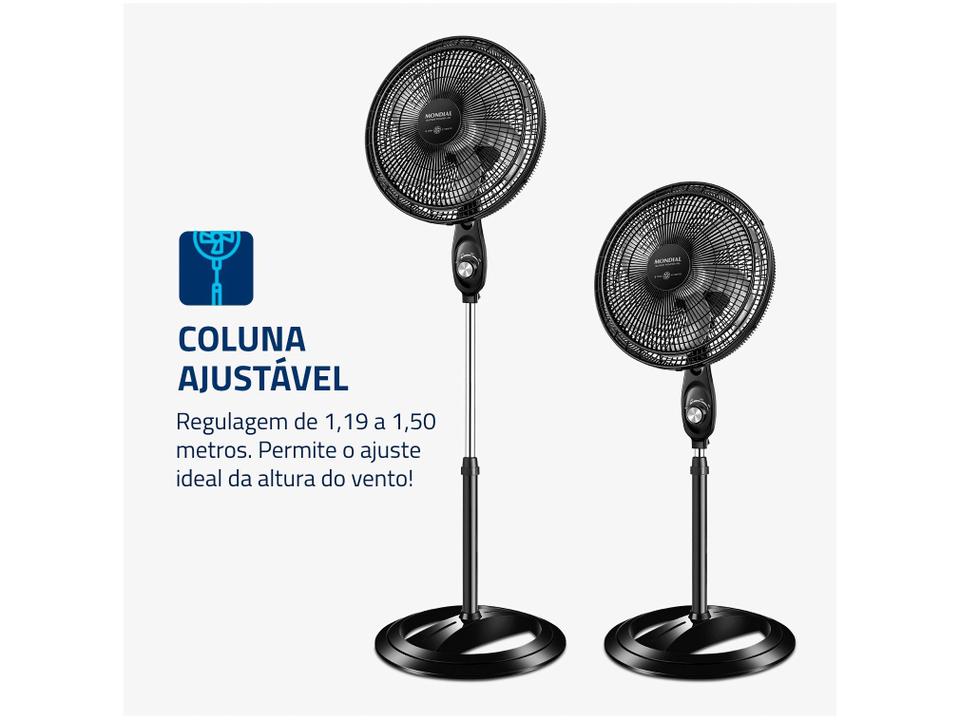 Ventilador de Coluna Mondial Super Power VSP-40C-NB 40cm 6 Pás 3 Velocidades Preto - 3