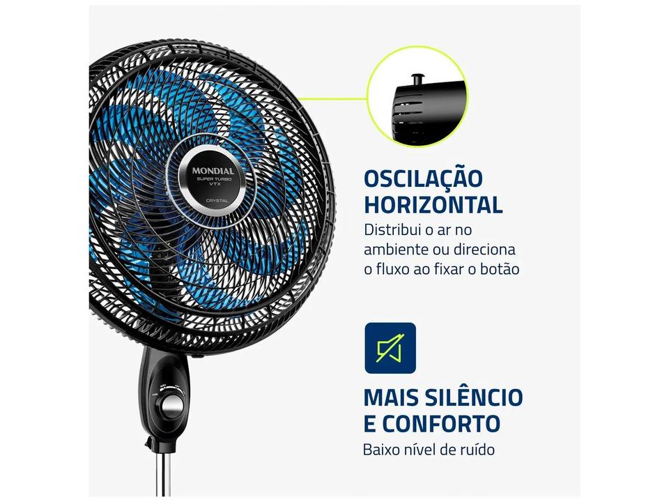 Ventilador de Coluna Mondial Super Turbo VTX-40C-Crystal 40cm 8 Pás 3 Velocidades Preto - 5