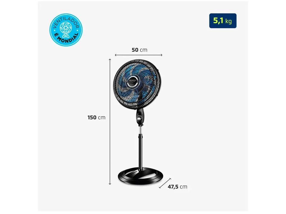 Ventilador de Coluna Mondial Super Turbo VTX-40C-Crystal 40cm 8 Pás 3 Velocidades Preto - 7