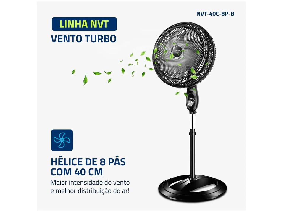 Ventilador de Coluna Mondial Turbo NVT-40C-8P-B 40cm 8 Pás 3 Velocidades Preto e Prata - 2