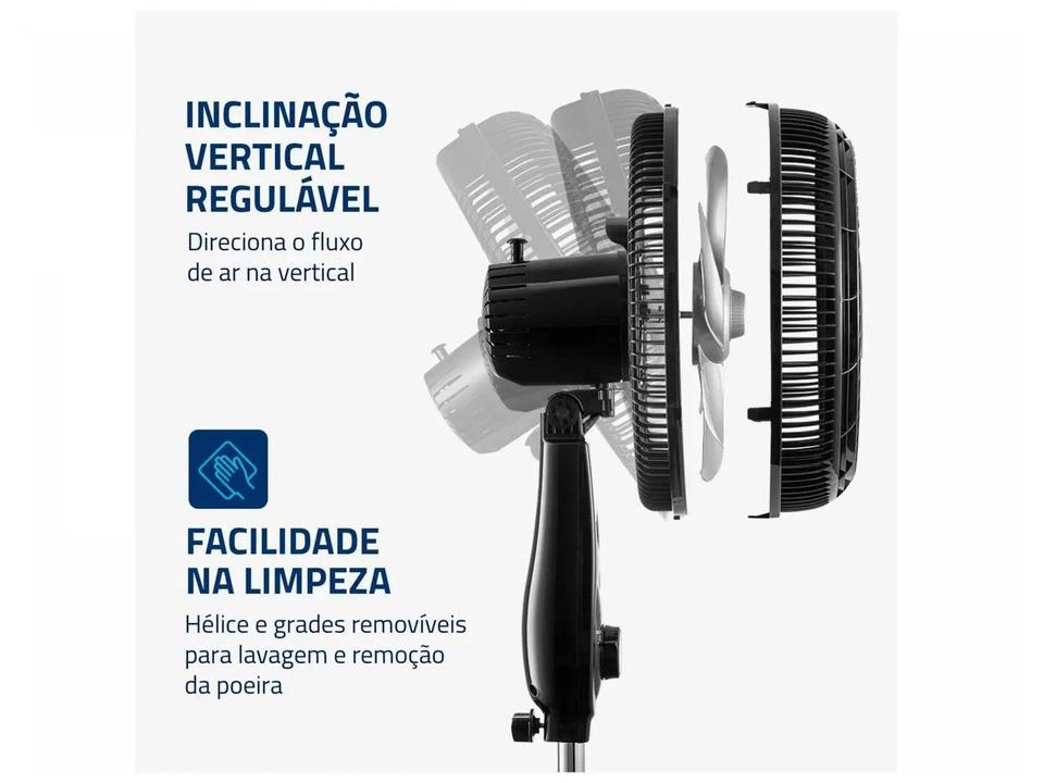 Ventilador de Coluna Mondial Turbo NVT-40C-8P-B 40cm 8 Pás 3 Velocidades Preto e Prata - 4