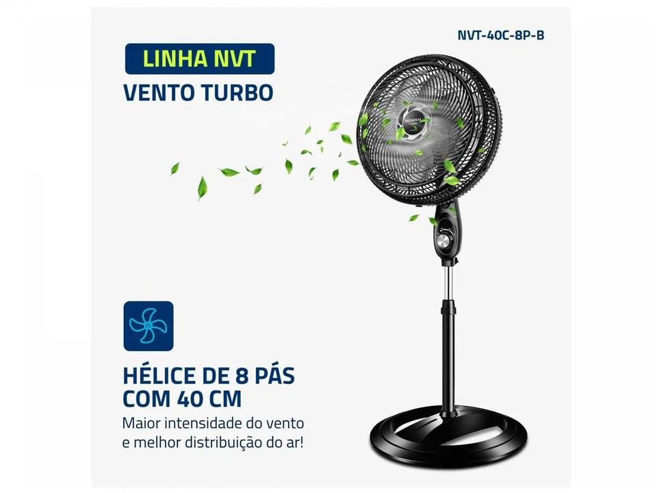 Ventilador de Coluna Mondial Turbo NVT-40C-8P-B 40cm 8 Pás 3 Velocidades Preto e Prata - 2