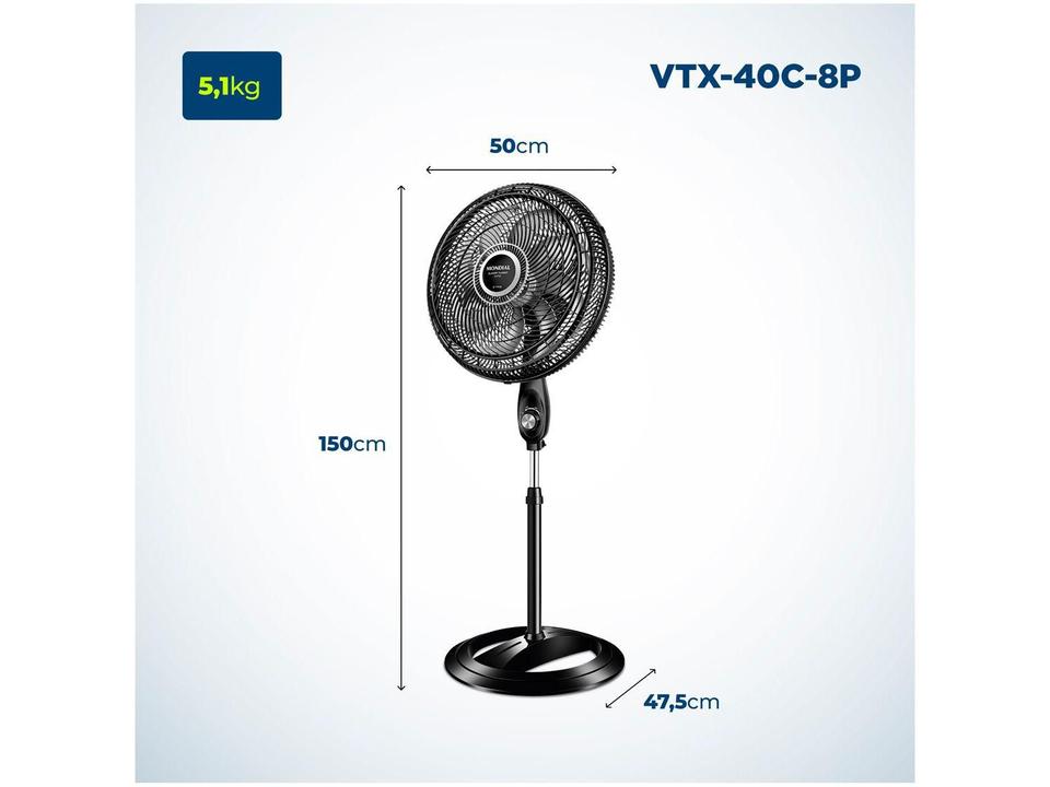Ventilador de Coluna Mondial VTX-40C-8P 40cm - 3 Velocidades - 110 V - 7