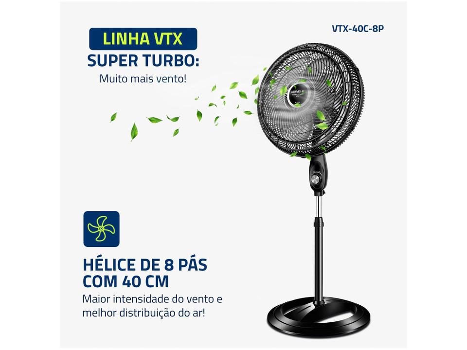 Ventilador de Coluna Mondial VTX-40C-8P 40cm 3 Velocidades - 2