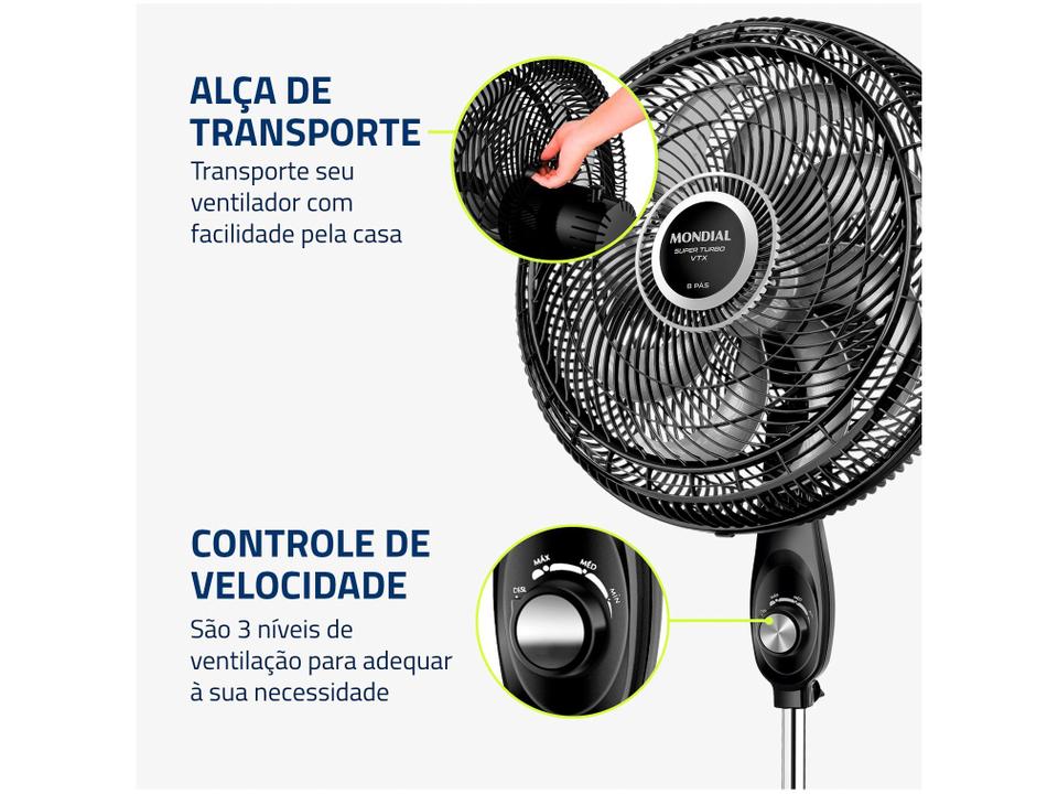 Ventilador de Coluna Mondial VTX-40C-8P 40cm 3 Velocidades - 6