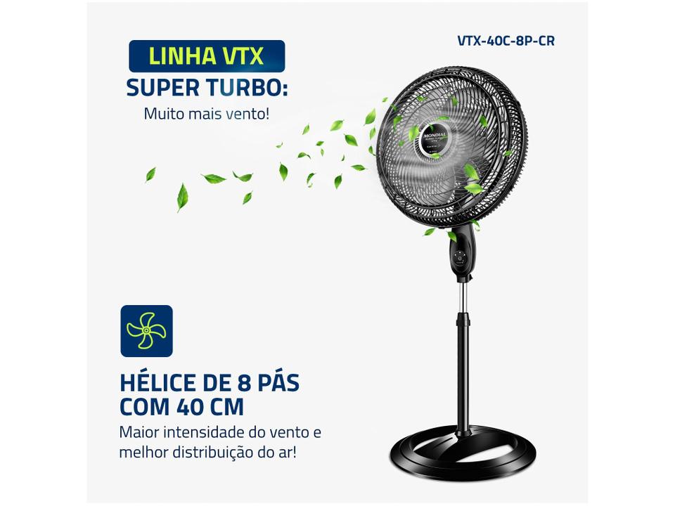 Ventilador de Coluna Mondial VTX-40C-8P-CR 40cm - 2