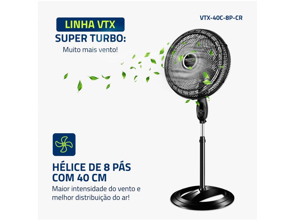 Ventilador de Coluna Mondial VTX-40C-8P-CR 40cm - 2