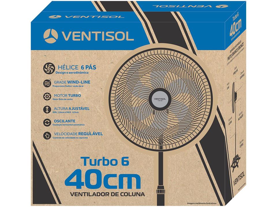 Ventilador de Coluna Ventisol Voc Turbo 6 - 40cm 3 Velocidades - 220 V - 4