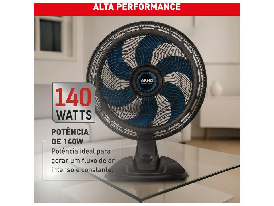 Ventilador de Mesa Arno Air Force VA46 40cm 6 Pás 3 Velocidades Preto e Azul Escuro 2720018897 - 5