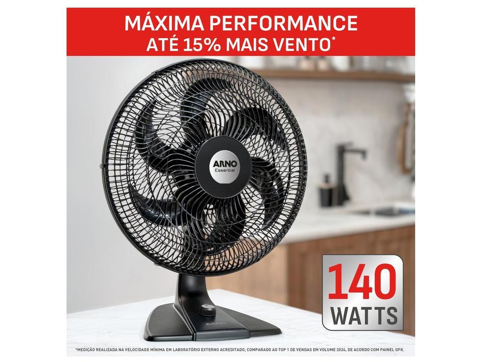 Ventilador de Mesa Arno Essential VE2E 40cm 6 Pás 3 Velocidades Preto - 1