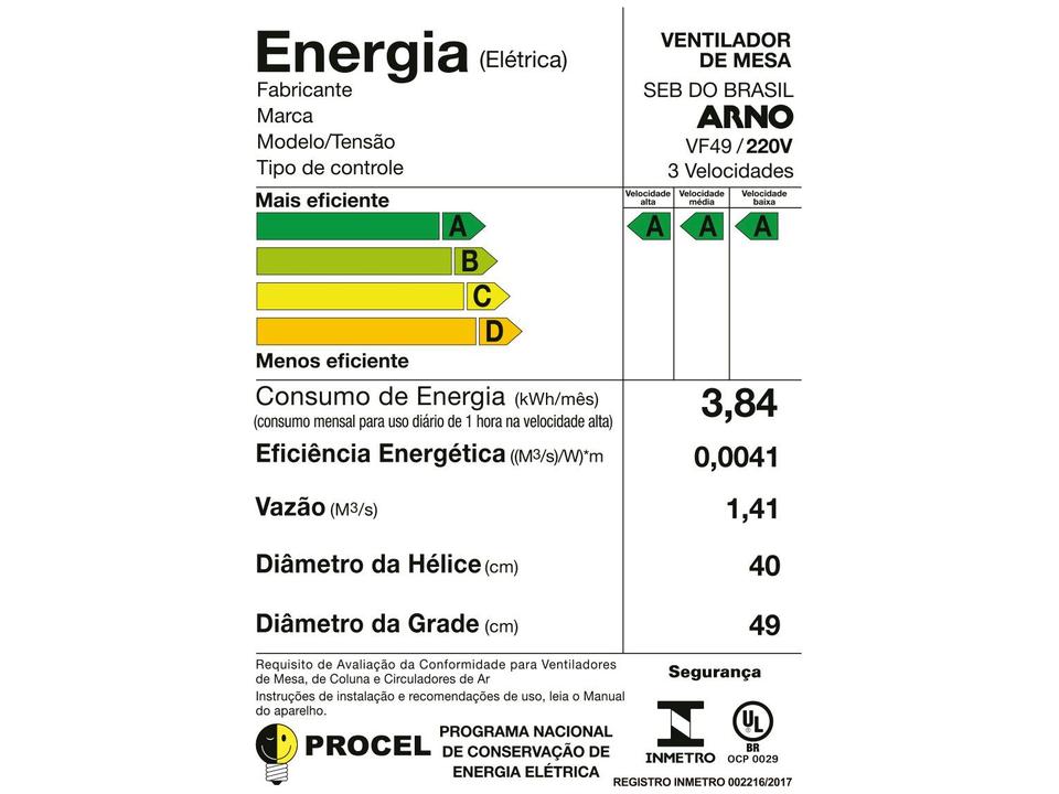 Ventilador de Mesa Arno VF49 Turbo Force - 22