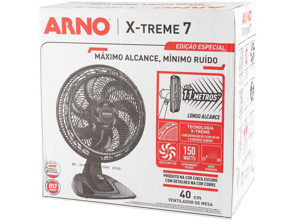 Ventilador de Mesa Arno X-Treme 7 40cm 7 Pás 3 Velocidades Cinza e Cobre - 12