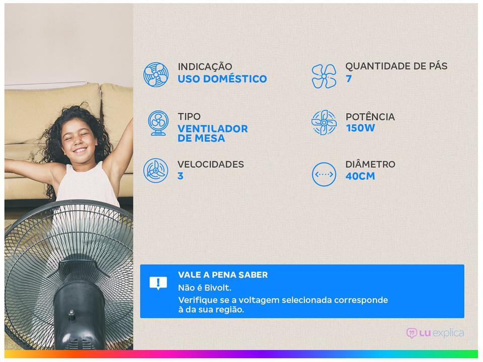 Ventilador de Mesa Arno X-Treme 7 40cm 7 Pás 3 Velocidades Cinza e Cobre - 1