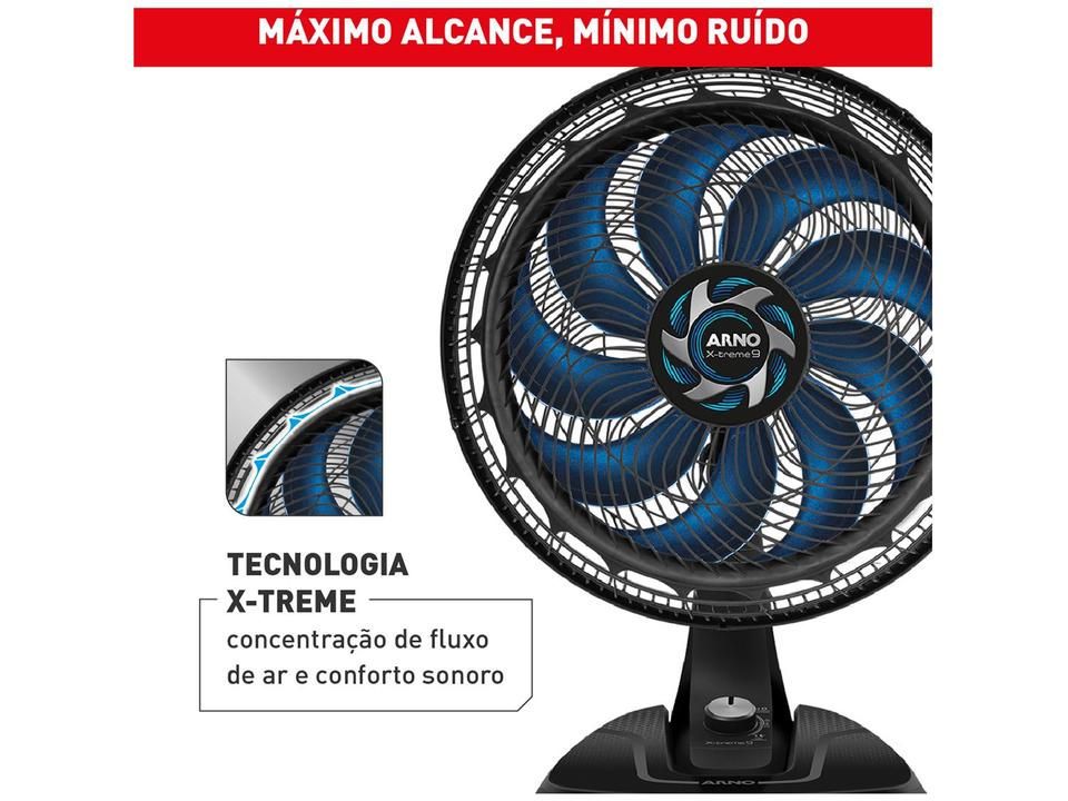 Ventilador de Mesa Arno X-Treme 9 VE90 40cm 9 Pás 3 Velocidades Preto e Azul Escuro 2720017486 - 2