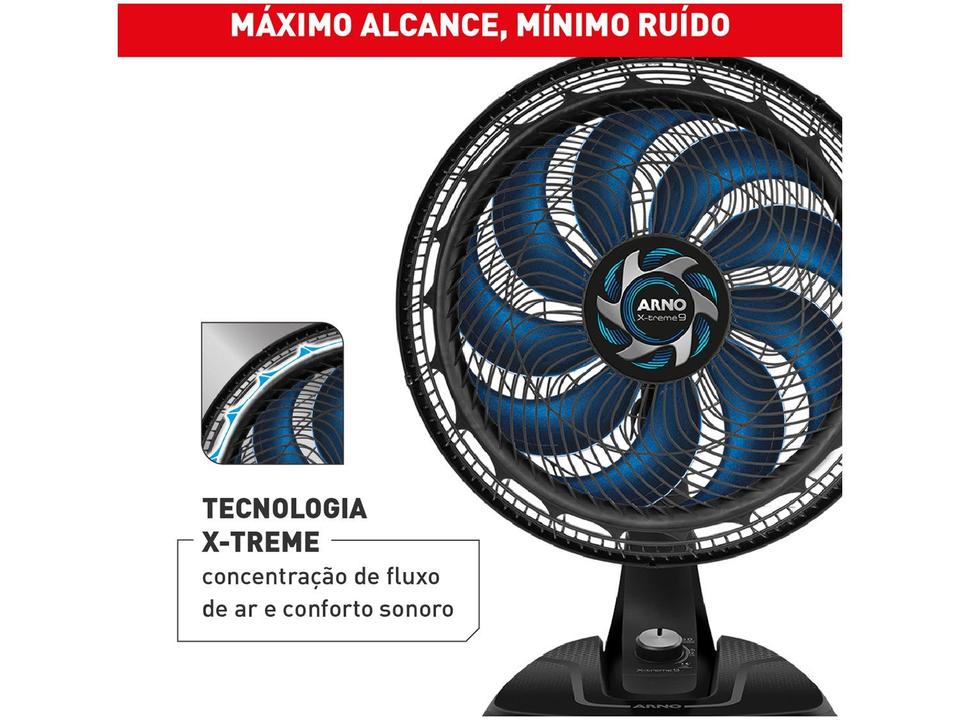 Ventilador de Mesa Arno X-Treme 9 VE90 40cm 9 Pás 3 Velocidades Preto e Azul Escuro 2720017486 - 2