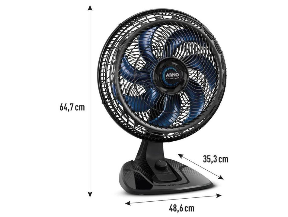 Ventilador de Mesa Arno X-Treme VE70 40cm 7 Pás 3 Velocidades Preto e Azul Escuro - 7