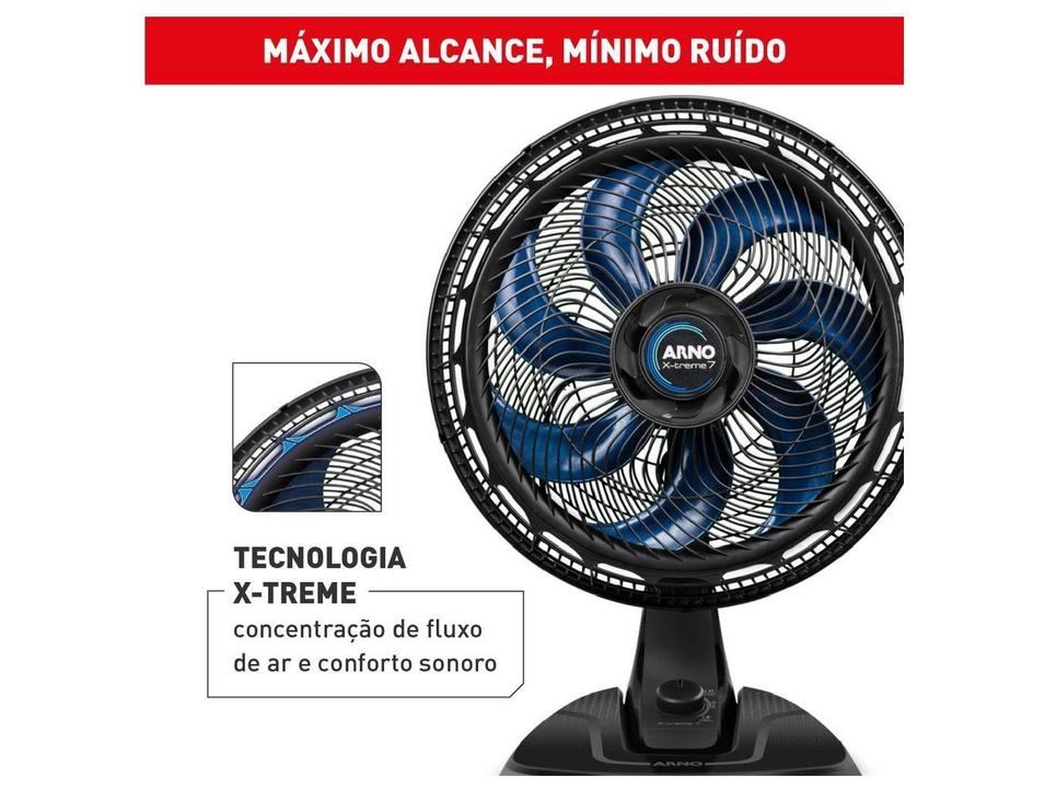 Ventilador de Mesa Arno X-Treme VE70 40cm 7 Pás 3 Velocidades Preto e Azul Escuro - 1