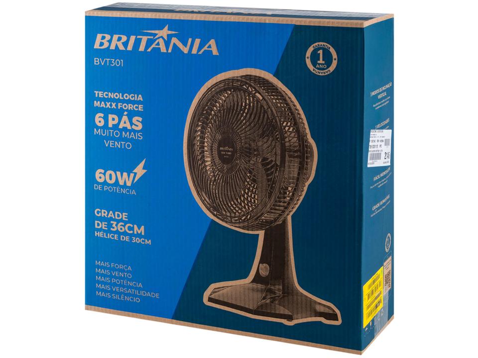 Ventilador de Mesa Britânia BVT301 30cm 6 Pás 3 Velocidades Preto - 9