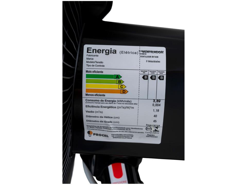 Ventilador de Mesa Britânia BVT400 40cm - 10