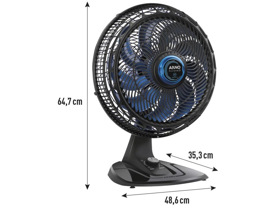 Ventilador de Mesa de Mesa Arno X-Treme 9 Repelente VE95 40cm 9 Pás 3 Velocidades Preto e Azul Escuro 2720017497 - 9