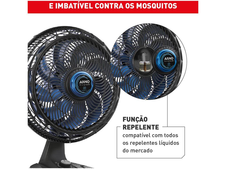 Ventilador de Mesa de Mesa Arno X-Treme 9 Repelente VE95 40cm 9 Pás 3 Velocidades Preto e Azul Escuro 2720017497 - 3