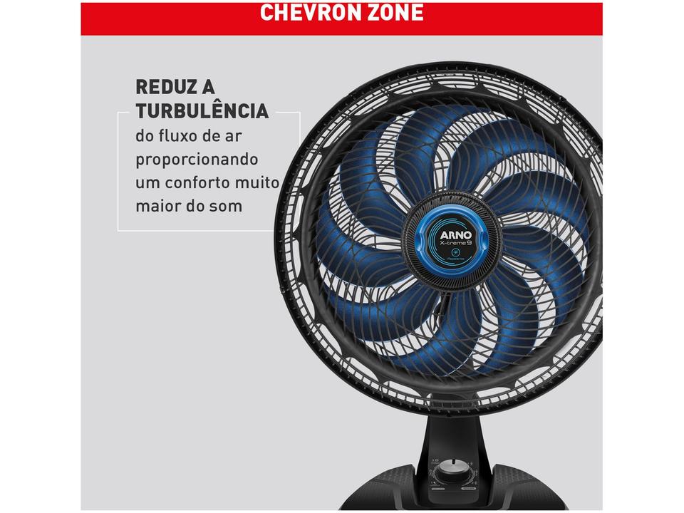 Ventilador de Mesa de Mesa Arno X-Treme 9 Repelente VE95 40cm 9 Pás 3 Velocidades Preto e Azul Escuro 2720017497 - 5