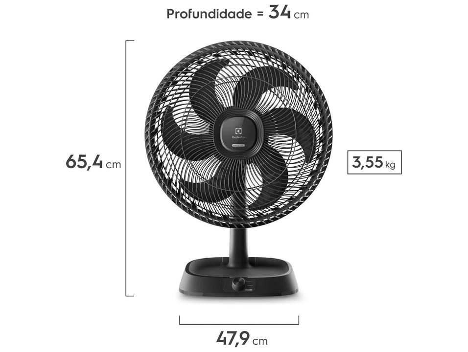 Ventilador de Mesa Electrolux Efficient EFD40 40cm 6 Pás 3 Velocidades Grafite 3510AIBR504 - 7