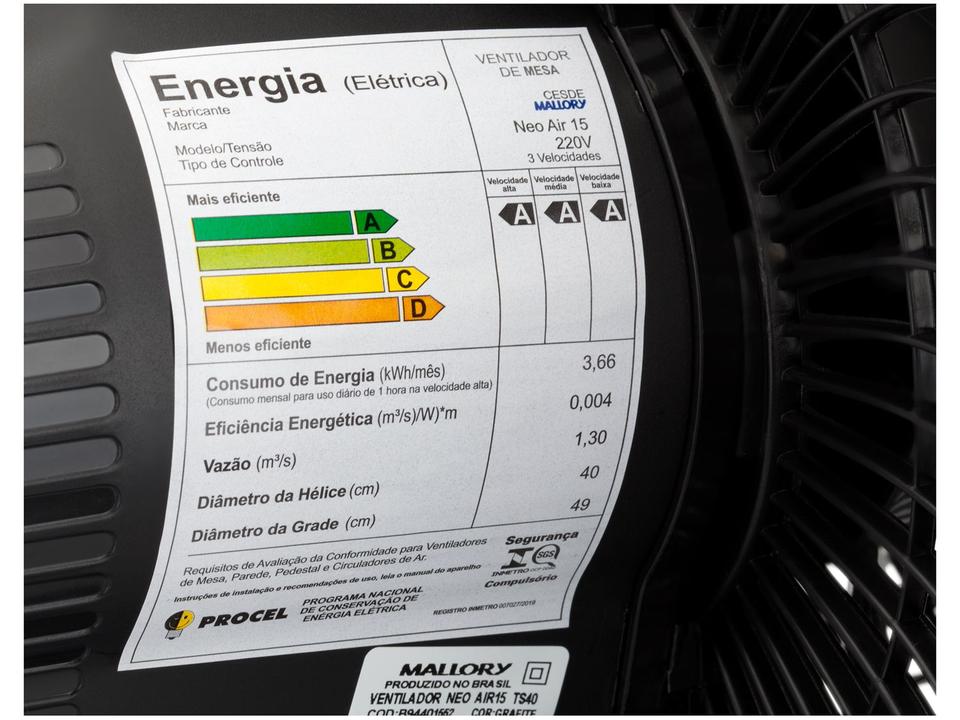 Ventilador de Mesa Mallory Neo Air 15 40cm - 6