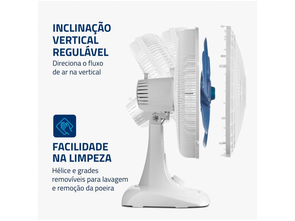 Ventilador de Mesa Mondial Super Power VSP-40-W 40cm 6 Pás 3 Velocidades Branco e Azul - 4