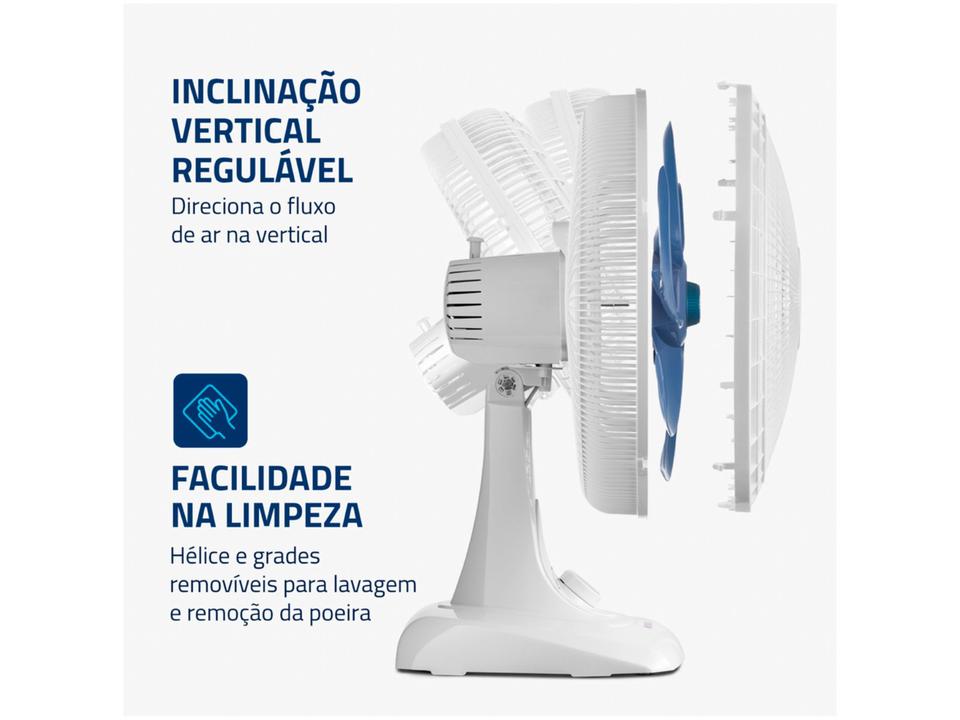 Ventilador de Mesa Mondial Super Power VSP-40-W 40cm 6 Pás 3 Velocidades Branco e Azul - 4
