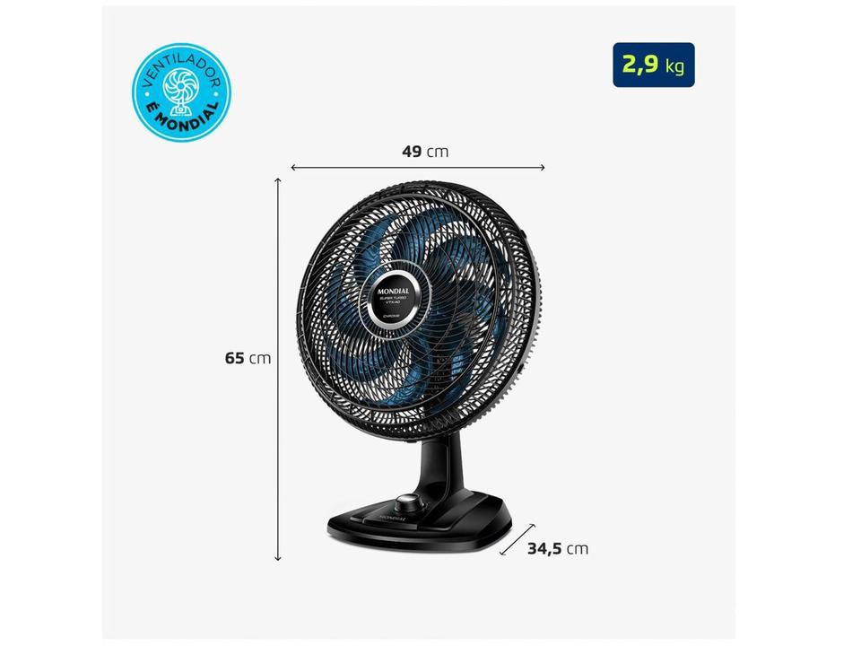 Ventilador de Mesa Mondial Super Turbo VTX-40 Chrome 40cm 8 Pás 3 Velocidades - 7