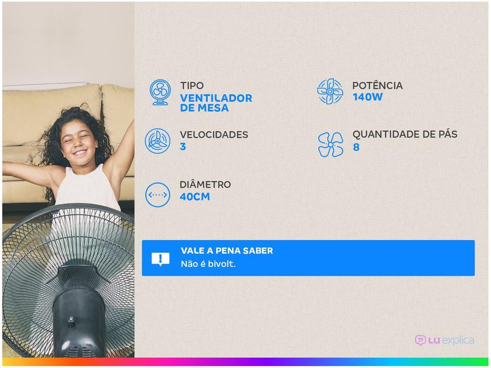 Ventilador de Mesa Mondial Super Turbo VTX-40 Chrome 40cm 8 Pás 3 Velocidades - 1