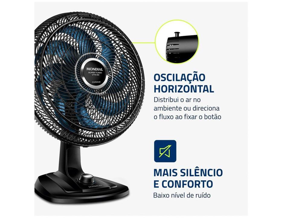 Ventilador de Mesa Mondial Super Turbo VTX-40 Chrome 40cm 8 Pás 3 Velocidades - 5