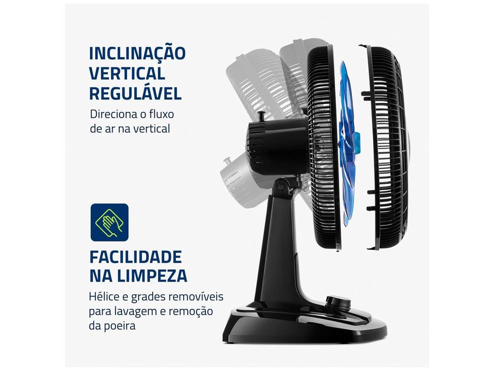 Ventilador de Mesa Mondial Super Turbo VTX-40-Crystal 40cm 8 Pás 3 Velocidades Preto e Azul - 3