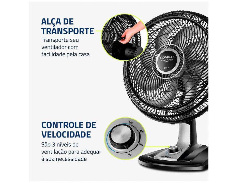 Ventilador de Mesa Mondial VTX-40-8P Turbo 40cm 3 Velocidades - 5