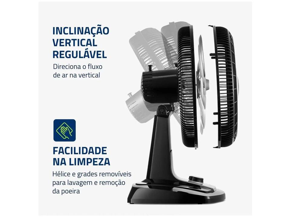 Ventilador de Mesa Mondial VTX-50 50cm 8 Pás 3 Velocidades Preto e Prata - 4