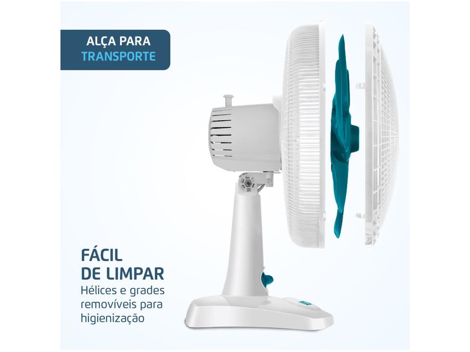 Ventilador de Mesa Ultra V-UT-30-01 30cm 6 Pás 3 Velocidades Branco e Azul - 4