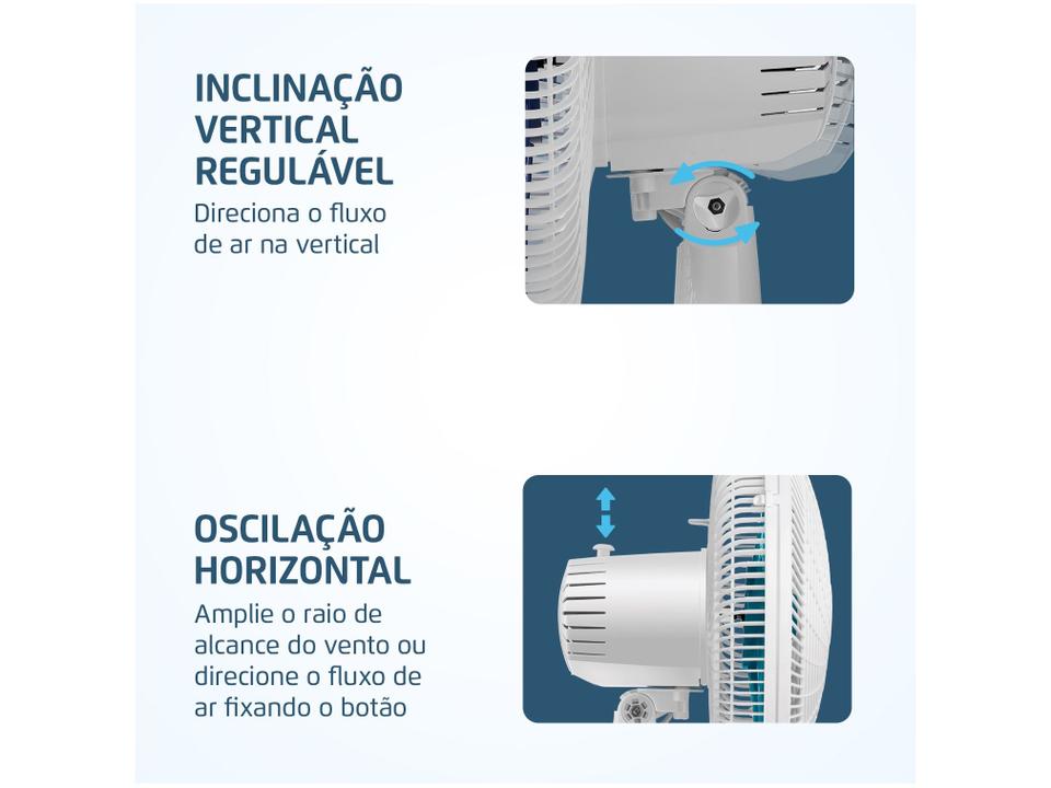 Ventilador de Mesa Ultra V-UT-30-01 30cm 6 Pás 3 Velocidades Branco e Azul - 3
