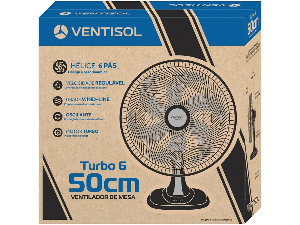 Ventilador de Mesa Ventisol Turbo Premium - 50cm 3 Velocidades - 220 V - 5