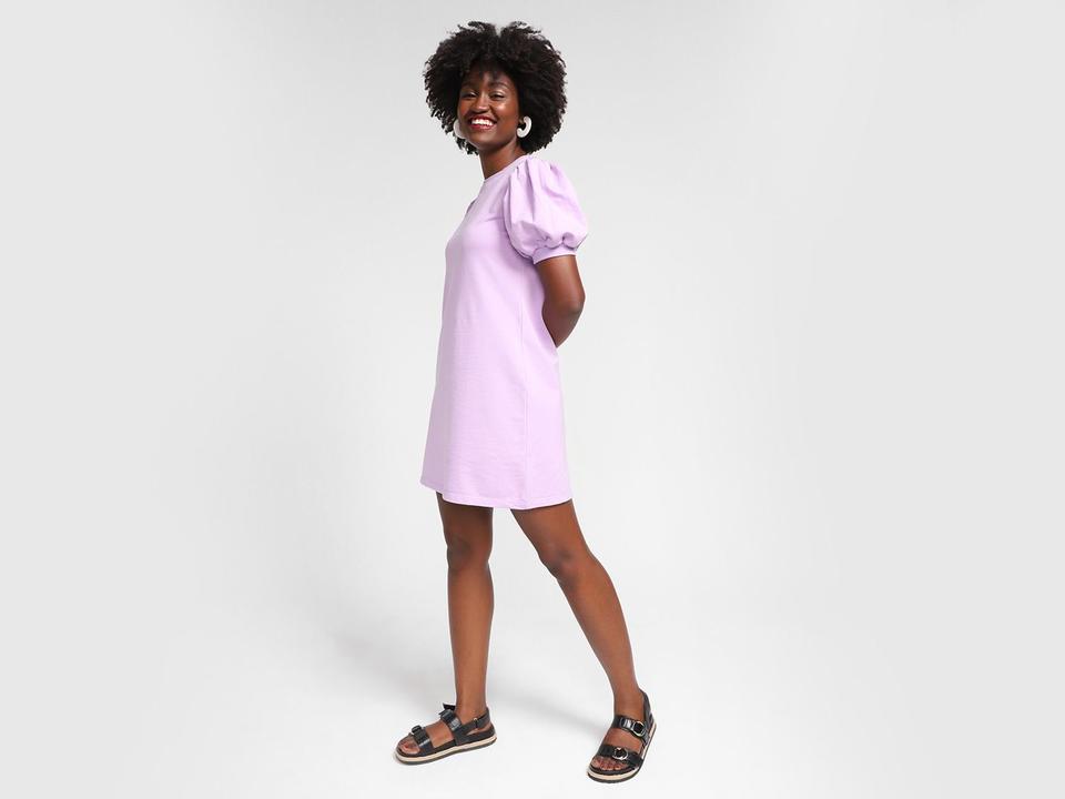 Vestido Curto Vista Magalu Moletom Manga Bufante - 7