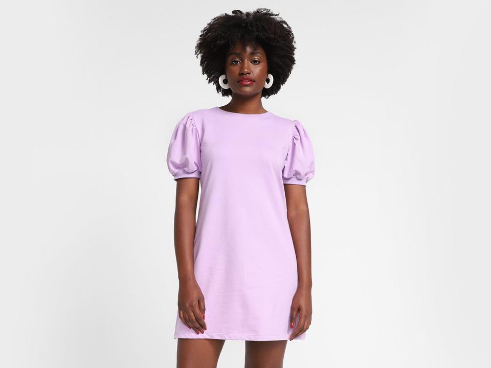 Vestido Curto Vista Magalu Moletom Manga Bufante - 1