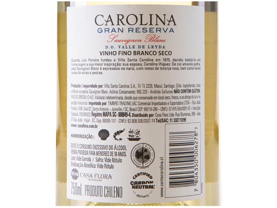 Vinho Branco Seco Santa Carolina Gran Reserva Sauvignon Blanc Chile 750ml - 7