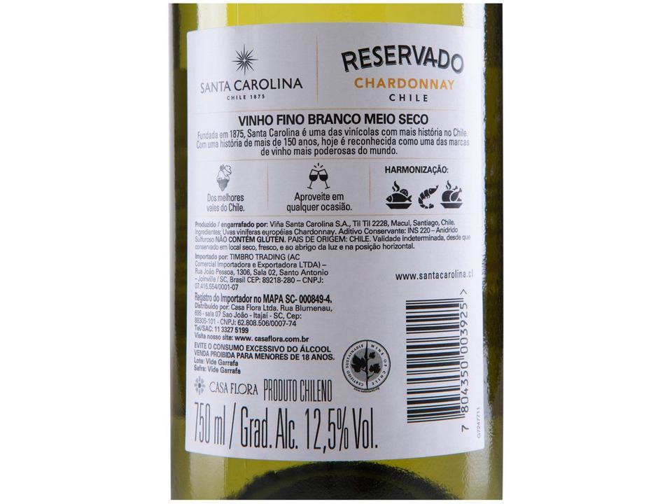 Vinho Branco Seco Santa Carolina Reservado Chardonnay Chile 750ml - 7