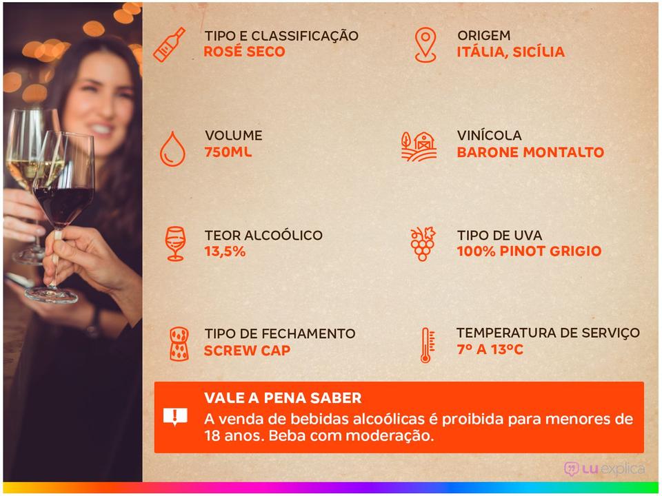 Vinho Rosé Seco Barone Montalto Mannara - 2