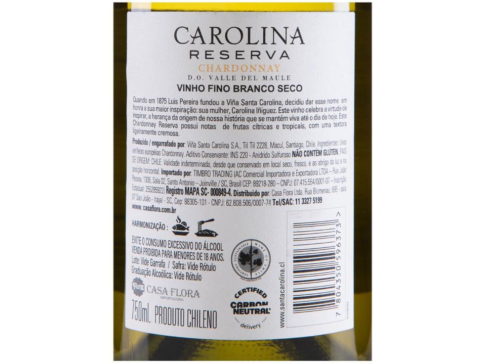 Vinho Seco Branco Seco Santa Carolina Reserva Chardonnay Chile 750ml - 7