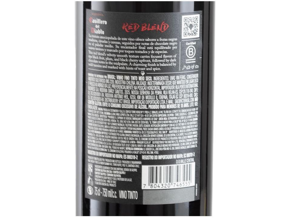Vinho Tinto Meio Seco Concha y Toro Reserva Casillero del Diablo Red Blend Chile 750ml - 3