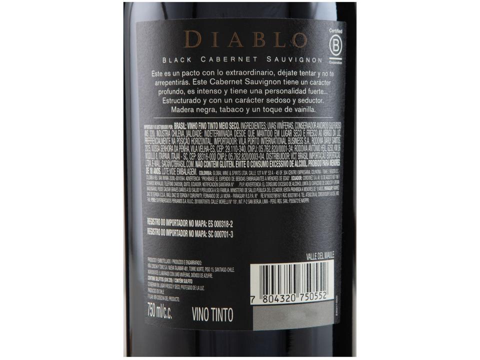 Vinho Tinto Seco Concha y Toro Black Cabernet - Sauvignon Diablo Chile 2021 750ml - 3