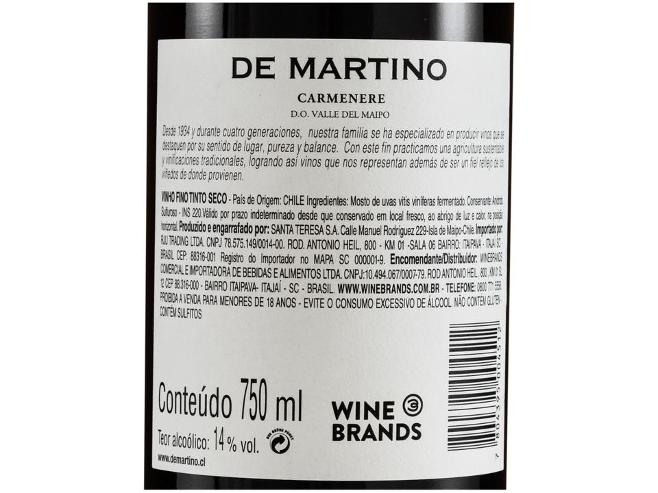 Vinho Tinto Seco De Martino Premium Chile 750ml - 3